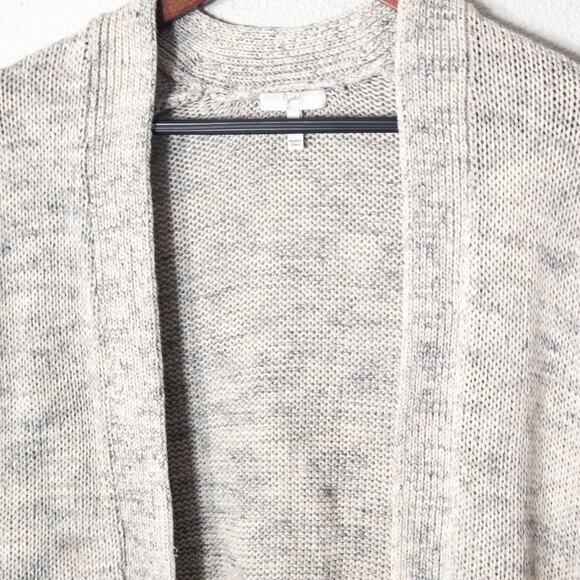 Joie Fringe Hem Cardigan Sweater Light Gray Size L Coastal Grandma - Picture 3 of 8
